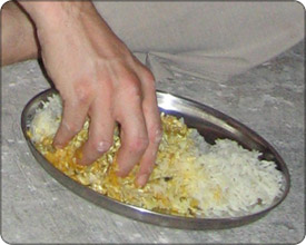 Eating rice with your hands